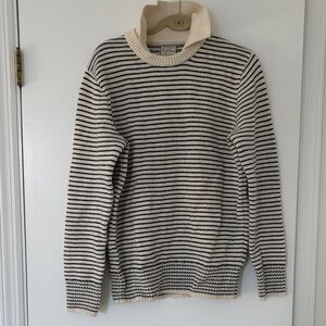 J. Crew men’s navy and Cream Striped Turtleneck Sweater wool